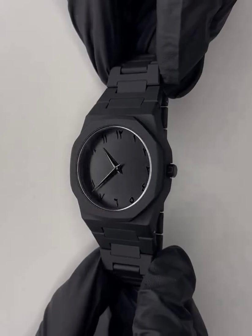 Matte Black Arabic Dial Watch - Luxury Minimalist Men's Timepiece