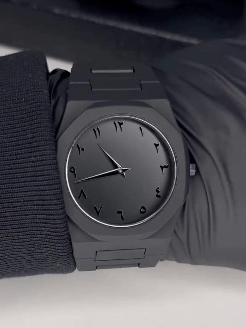 Matte Black Arabic Dial Watch - Luxury Minimalist Men's Timepiece